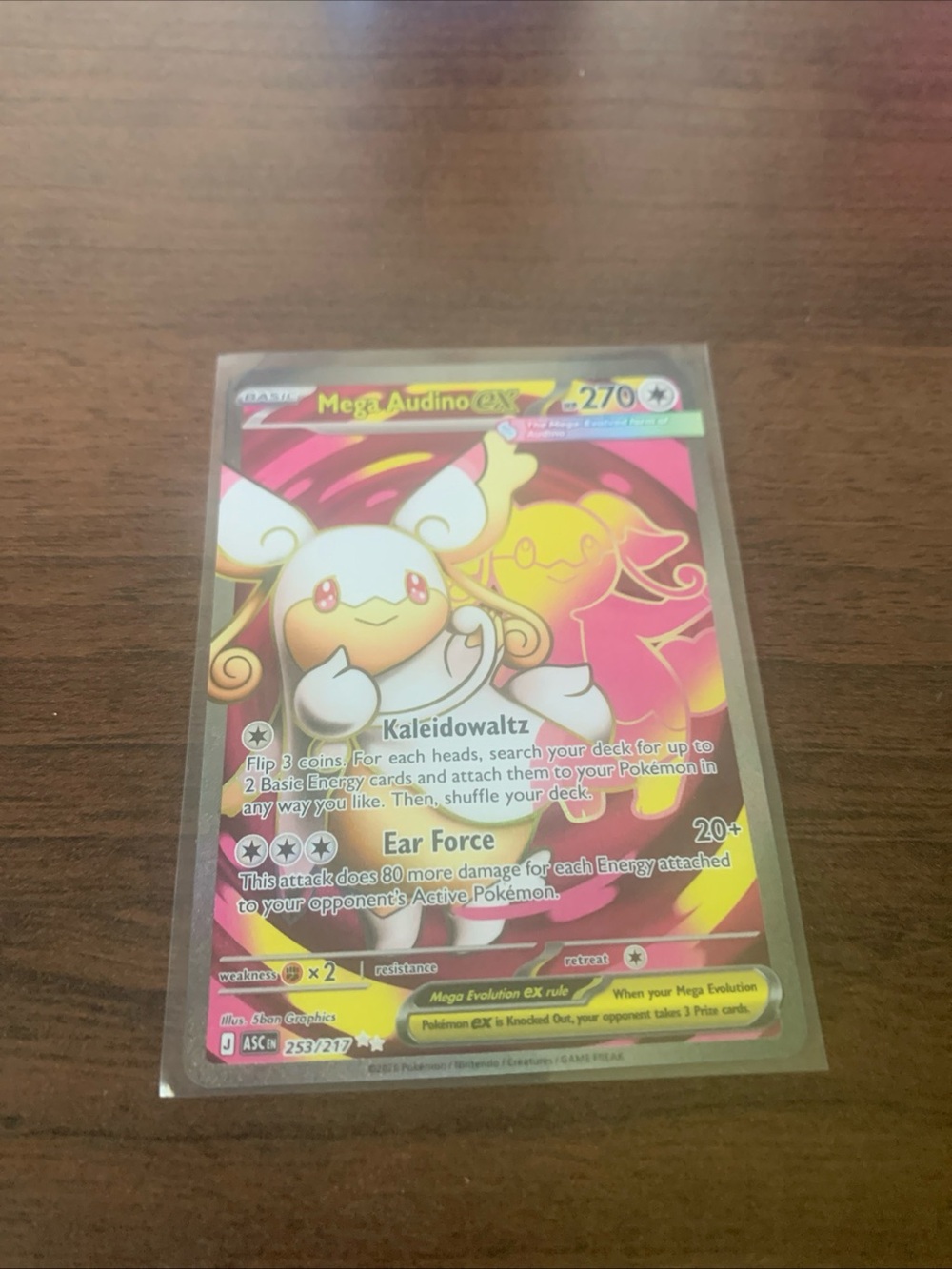 Mega Audino EX Trading Card - Pink & White Collectible